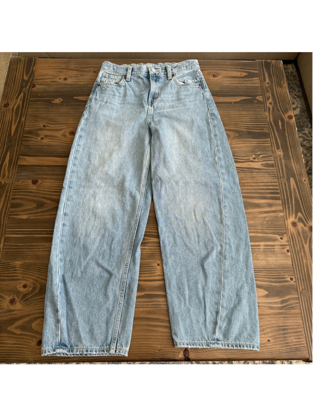 Girls Old Navy Baggy Barrel Leg Jeans Size 14 Slim Light Blue 100% Cotton